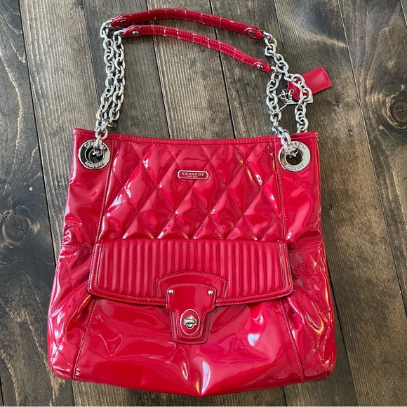 Coach Red Patented Leather Bag - Picture 1 of 11